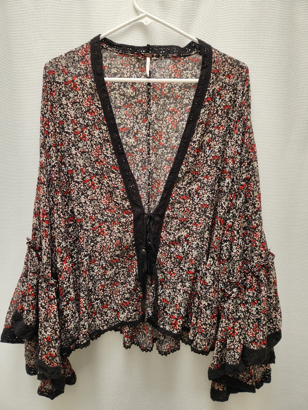 Free People Floral Tie Front Kimono